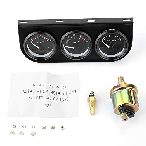 Vdo Zusatzinstrumente 52Mm-Triple Gauge Kit Öldruck Voltmeter Messgerät Zusatz 3 In 1 Auto Meter Auto Gauge Voltmeter Wassertemperatur Öl Manometer Drehzahlmesser von EBTOOLS