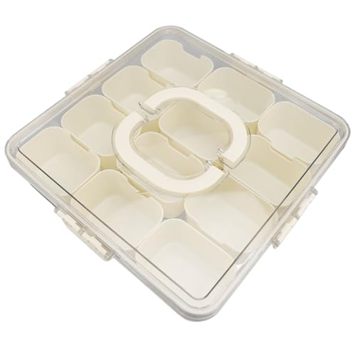 Vielseitige 12 -Kompartiment -Snackbox mit Deckel & Handle für Wurstwaren, Früchte und Nüsse Klare Tragbare Servierschale von EBTOOLS