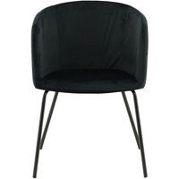 Berit Esszimmerstuhl mit Armlehne, Velour schwarz. von EBUY24