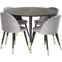 Ebuy24 - Dipp Essgruppe Tisch schwarz und 4 Velvet Stühle grau. von EBUY24