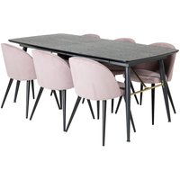 Ebuy24 - Gold Essgruppe Esstisch Ausziehbarer Tisch Länge cm 180 / 220 schwarz und 6 Velvet Esszimmerstühle Samt pink, schwarz. Ebuy24 - Gold Essgruppe Esstisch Ausziehbarer Tisch Länge cm 180 / 220 schwarz und 6 Velvet Esszimmerstühle Samt pink, schwarz. von EBUY24