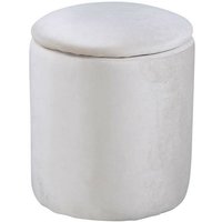 Limpen Pouf Ø32cm Velour mit Aufbewahrung weiß. von EBUY24