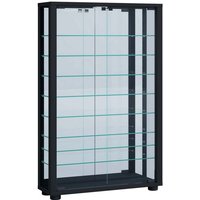 Ebuy24 - LumoMini Vitrinenschrank mit Spiegel 2 Glastüren Inkl. LED-Leuchten schwarz. von EBUY24