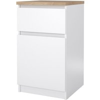 Ebuy24 - Naia Nachttisch Tür wendbar 1 Tür 1 Schublade Nussbaum dekor weiß Hochglanz. von EBUY24