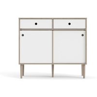 Ebuy24 - Penny Sideboard 2 Schiebetüren und 2 Schubladen Hickory-Dekor und Mattweiß. von EBUY24