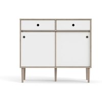 Penny Sideboard 2 Schiebetüren und 2 Schubladen Hickory-Dekor und Mattweiß. von EBUY24