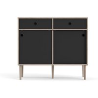 Ebuy24 - Penny Sideboard 2 Schiebetüren und 2 Schubladen Hickory-Dekor und matt schwarz. von EBUY24