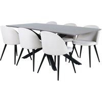 Ebuy24 - PiazzaGRBL Essgruppe Esstisch grau und 6 Velvet Esszimmerstühle Samt beige, schwarz. Ebuy24 - PiazzaGRBL Essgruppe Esstisch grau und 6 Velvet Esszimmerstühle Samt beige, schwarz. von EBUY24