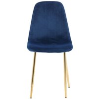 Polar Esszimmerstuhl Velour blau, Messing dekor. von EBUY24