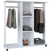 Ralosa Kleiderschrank Regal mit Kleiderstange 3 Ablagen weiß. von EBUY24