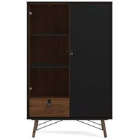 Ebuy24 - Rye Vitrinenschrank 1 Glastür, 1 Tür, 1 Schublade mattschwarz, wallnuss Dekor. Ebuy24 - Rye Vitrinenschrank 1 Glastür, 1 Tür, 1 Schublade mattschwarz, wallnuss Dekor. von EBUY24