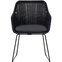 Sif Gartenstuhl Polyrattan mit Kissen schwarz, grau. von EBUY24