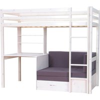 Ebuy24 - Kids Hochbett, Couch, Lattenrost, Matratze, Schreibplatte und Regal weiss/grau. von EBUY24