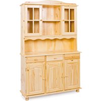 Ebuy24 - Toswa Vitrinenschrank 3 Türen, 2 Glastüren, 3 Schubladen, 2 offene Fächer, natur. von EBUY24