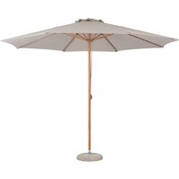 Frank Sonnenschutz Sonnenschirm mit Deichsel Ø3.5M Teakholz dekor, beige. von EBUY24