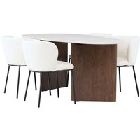 Grönvik Essgruppe Tisch offwhite und 4 Edina Stühle weiß. von EBUY24
