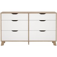 Ikast Kommode 6 Schubladen Eichen-Dekor, weiß. von EBUY24