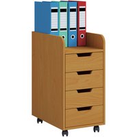 Konal Mini Kommode , Büroarchiv auf Rädern 1 Regal und 4 Schubladen Buche dekor. von EBUY24