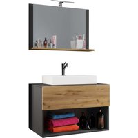 LendasII80 Badmöbelset anthrazit, Eiche dekor. von EBUY24