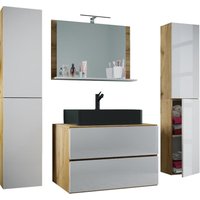 LendasXLBL Badmöbelset 5 Teile Eiche dekor, weiß. von EBUY24