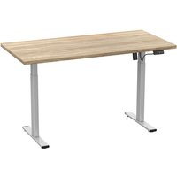 LonaE Schreibtisch elektrische Höhenverstellfunktion 160x80x71-120cm Eiche dekor, silberfarben. von EBUY24