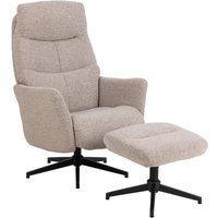 London Sessel Relaxsessel mit Fußhocker Bouclé Beige. von EBUY24