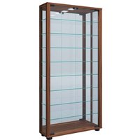 LumoMaxi Vitrinenschrank mit Spiegel 2 Glastüren Nussbaum dekor. von EBUY24