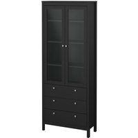 Ebuy24 - Madrid Vitrinenschrank 2 Glastüren 3 Schubladen schwarz matt. von EBUY24