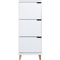 Mike Schuhschrank mit 3 Fächern in weiß und Eichen Beinen von EBUY24