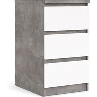 Nada Kommode niedrig und schmal 3 Schubladen, beton dekor,weiss hochglanz. von EBUY24