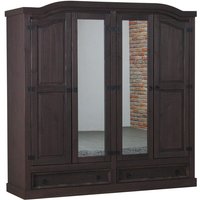 New Mexico Kleiderschrank 4-türig mit 2 Spiegeltüren braun. von EBUY24