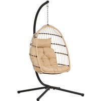 Patras Hängestuhl faltbar Sitz, inkl. Kissen Natur, schwarz. von EBUY24