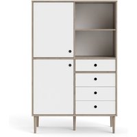 Penny Regal 2 Türen, 4 Schubladen und 2 Fächer Hickory-Dekor und Mattweiß. von EBUY24