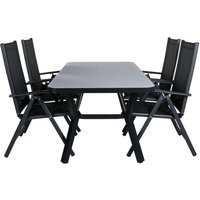 Virya Gartenset Tisch 90x160cm und 4 Stühle Break schwarz, grau. von EBUY24