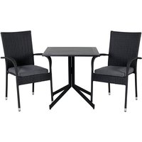 Way Gartenset Tisch 70x70cm und 2 Stühle Anna schwarz. von EBUY24