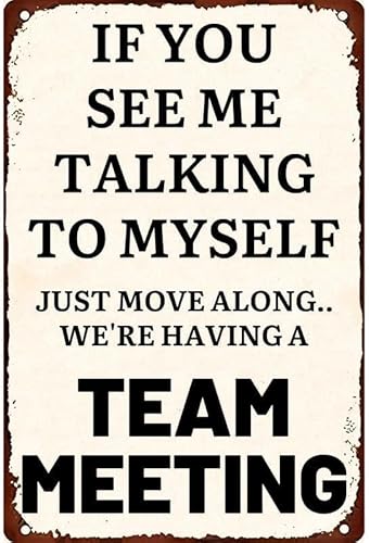 Blechschild mit Aufschrift "If You See Me Talking To Myself Just Move Along.. We'Re Having A Team Meeting", Retro-Blechschild, Retro-Design, Geschenk für Damen und Herren, 15,2 x 20,3 cm von EBVUOZ