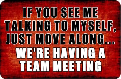 Lustige Bürokabinen-Dekoration, Büro-Türschilder, kubisches Zubehör, "If You See Me Talking To Myself We'Re Having A Team Meeting", Wanddekoration, Metall-Blechschild, Geschenk für Damen und Herren von EBVUOZ