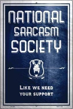 Metall-Blechschild Dekor National Sarcasm Society Metall Retro Vintage Bar Metall-Blechschild Poster-Stil Wandkunst Pub Bar Dekor Retro Metall Vintage Schild 15,2 x 20,3 cm von EBVUOZ