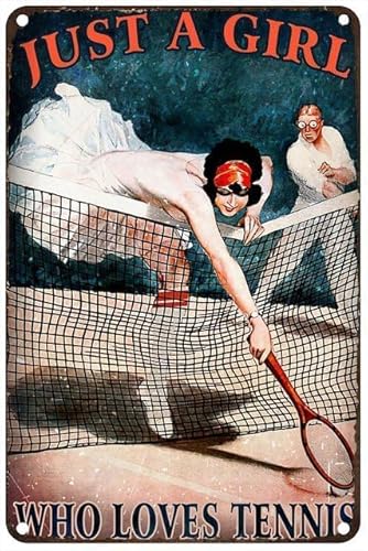 Metall-Blechschild "Tennis Dancing Girl Just A Girl Who Loves Tennis", lustiges Kunstdruck-Poster, Vintage-Wanddekoration, 15,2 x 20,3 cm von EBVUOZ