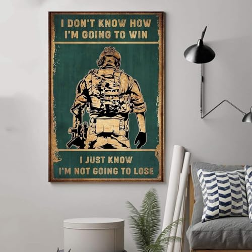 Metall-Blechschild im Vintage-Stil, Aufschrift "I DoN't Know How I Am Going To Win", Retro-Metall-Blechschild, Vintage-Aluminiumschild für Heimdekoration, Raum, Metalldekoration, 15,2 x 20,3 cm von EBVUOZ