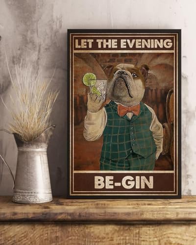 Metall-Blechschild im Vintage-Stil, Aufschrift "Let The Evening Be-Gin", Vintage-Aluminiumschild für Heimdekoration, Raum, Metalldekoration, 30,5 x 20,3 cm von EBVUOZ