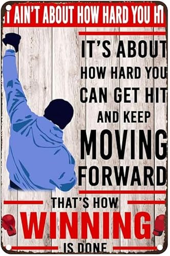 Metall-Blechschild mit Aufschrift "It Ain't About How Hard You Hit It's About How Hard You Can Get Hit And Keep Moving Forward", Wanddekoration, 15,2 x 20,3 cm von EBVUOZ
