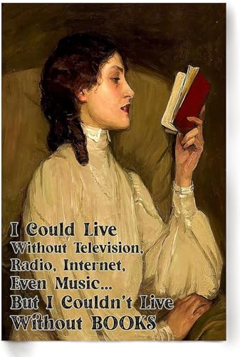 Metall-Blechschilder im Vintage-Stil, mit Aufschrift "Girl I Couldn't Live Without Books", Vintage-Stil, Aluminiumschild, Retro-Metall-Blechschilder für Heimdekoration, Metall-Blechschild, 30,5 x 20,3 von EBVUOZ