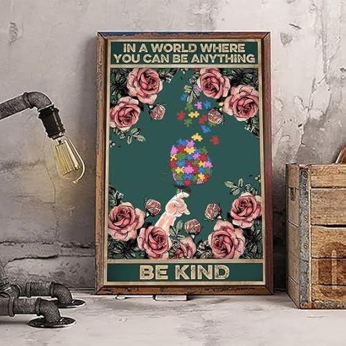 Vintage In A World Where You Can Be Anything Be Kind, Retro-Metall-Blechschild, Vintage-Aluminiumschild für Zuhause, Kaffee, Wanddekoration, 15,2 x 20,3 cm von EBVUOZ
