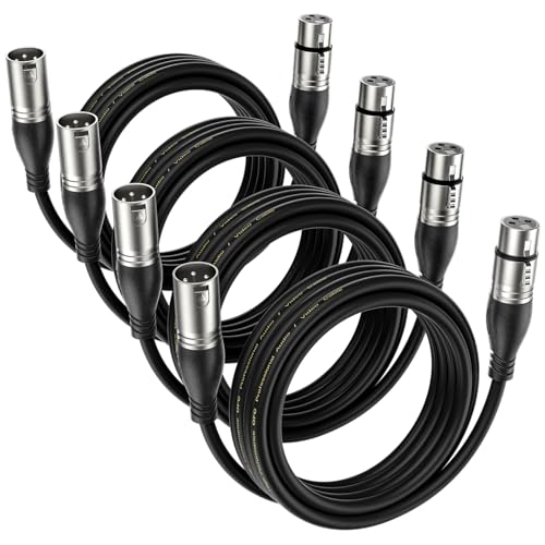 EBXYA XLR Mikrofonkabel 3M 4er Pack - Premium 3-Pin Symmetrisches Stecker auf Buchse Kabel für Mikrofon und DMX von EBXYA