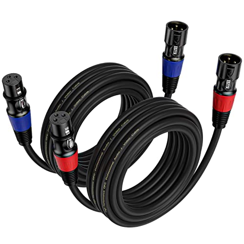 EBXYA XLR Kabel XLR auf XLR Mikrofonkabel 5M 2 Pack 3-Pin symmetrisches XLR Lautsprecherkabel, Stecker auf Buchse Mehrfarbiges Mikrofonkabel für Mikrofon Mixer Podcast, DMX von EBXYA