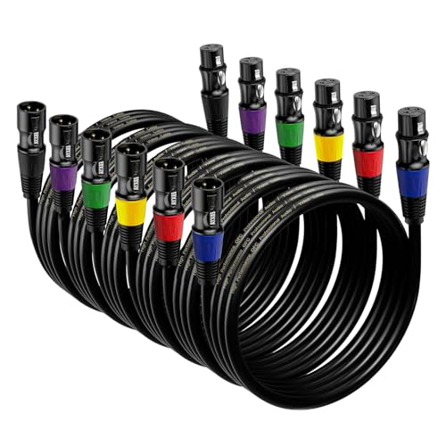 EBXYA XLR-Mikrofonkabel 1m/3,28ft 6er-Pack – 3-polig symmetrisch Stecker auf Buchse – Hochwertig abgeschirmt für Mikrofon, Studioequipment, PA-Anlagen (Professionelle Audiotechnik) von EBXYA