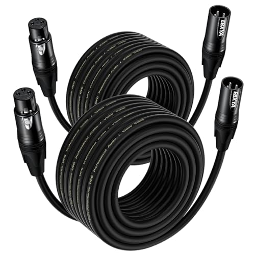 EBXYA XLR-Mikrofonkabel 20m/65,6ft 2er-Pack – 3-polig symmetrisch geschirmtes Audiokabel Schwarz – Für Podcast-Studio, Live-Beschallung, Bühnenlautsprecher (Professionelle Tontechnik) von EBXYA