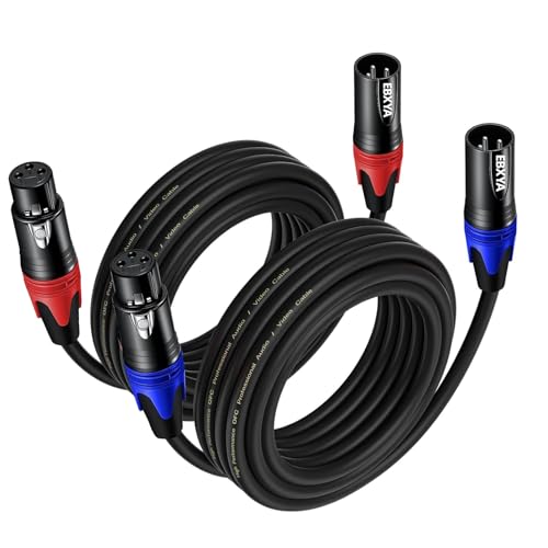 EBXYA XLR-Mikrofonkabel 5m/16,4ft 4er-Pack – 3-polig symmetrisch abgeschirmt in Rot/Blau – Für Podcast-Ausrüstung, PA-Systeme, Veranstaltungstechnik (Profi-Audiokabel) von EBXYA