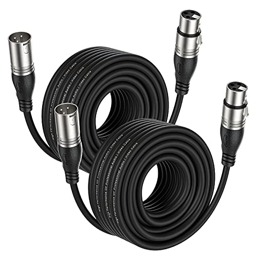 EBXYA DMX-XLR-Kabel 2er-Pack – 15.3m/50ft symmetrisches 3-poliges Mikrofon-Patchkabel mit XLR-Stecker auf Buchse (Professionelles Audiokabel) von EBXYA